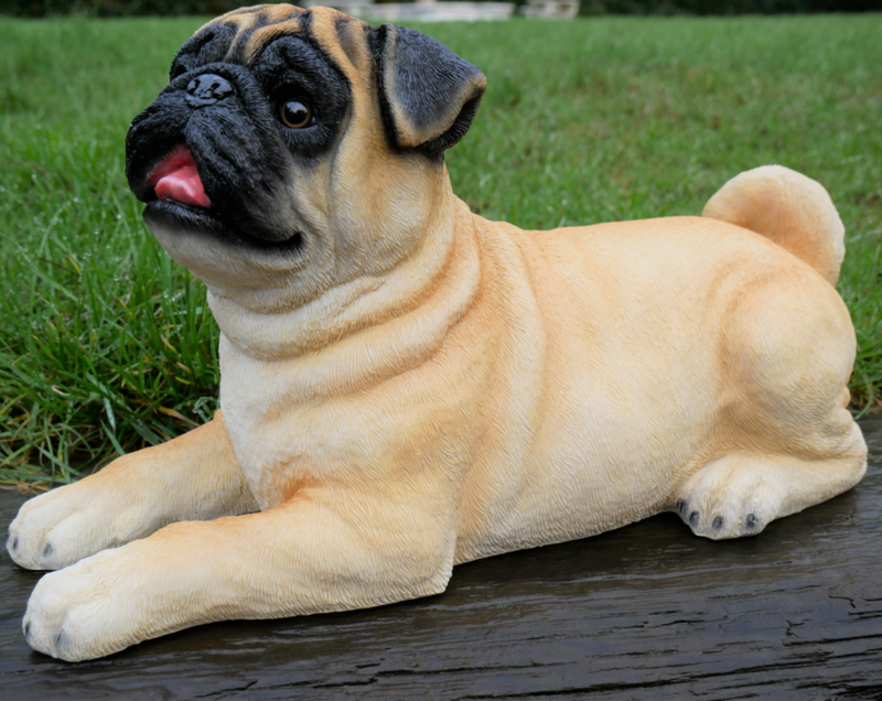 Realistic laying Pug indoor or garden ornament