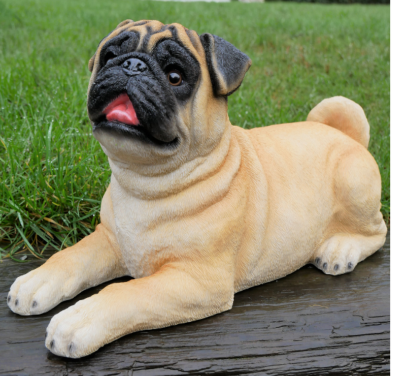 Realistic laying Pug indoor or garden ornament