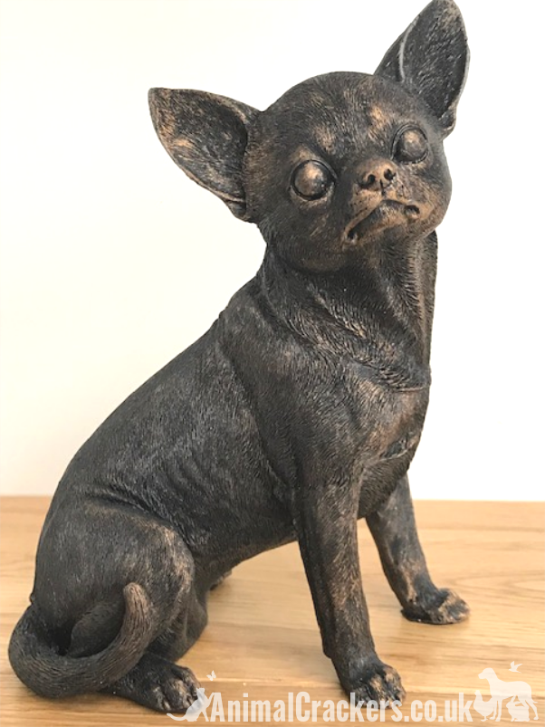 18cm sitting bronze effect Chihuahua ornament figurine decoration Dog Lover Gift