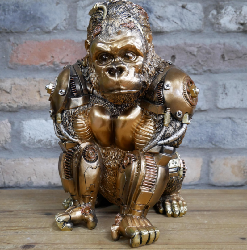 Steampunk Gorilla ornament in bronze effect finish, great novelty Gorilla lover decoration