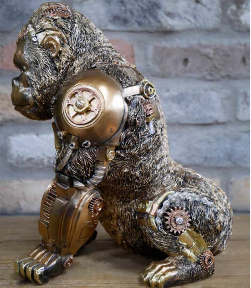 Steampunk Gorilla ornament in bronze effect finish, great novelty Gorilla lover decoration