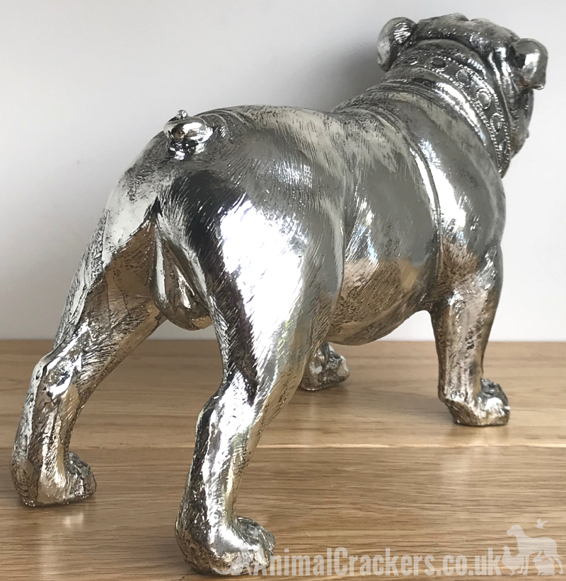 Large 26cm Silver Bulldog Ornament Sculpture Figurine Decoration dog lover gift