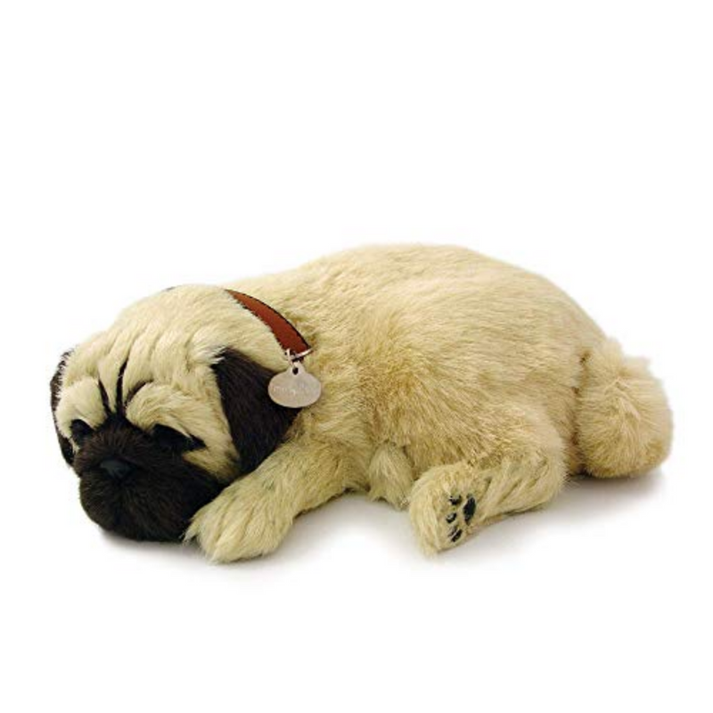 Precious Petzzz 'breathing' Pug puppy soft toy, novelty dog lover gift
