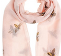 Glitter Bee Scarf in quality GIFT BOX in choice of White Pink or Beige