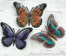 Set of 3 bright 16cm Metal Butterflies garden decoration wall art