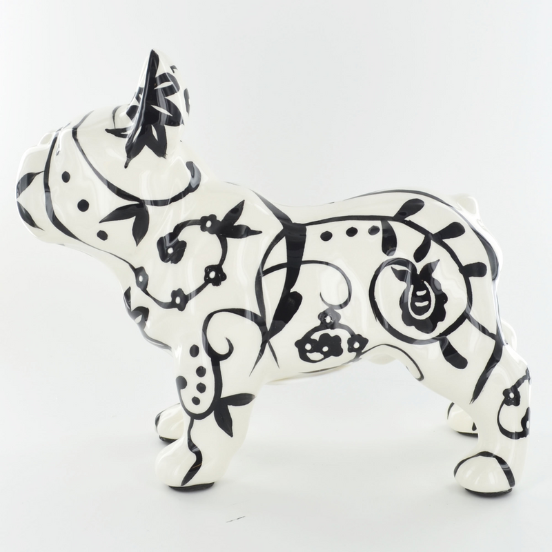 Pomme Pidou 'Jack' the French Bulldog ceramic money box, Black & White in a choice of 3 designs