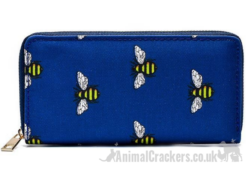 BEE design ladies Purse, zipped outer and multi compartment, Beekeeper Bee lover gift