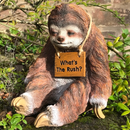 Stacy Sloth sleepy sloth ornament figurine with 'What's The Rush? sign