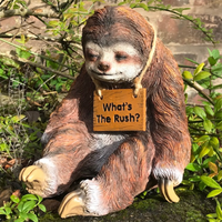 Stacy Sloth sleepy sloth ornament figurine with 'What's The Rush? sign