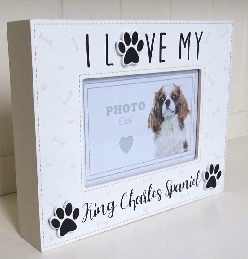 King Charles Spaniel photo frame wooden box style picture holder, 6" x 4"
