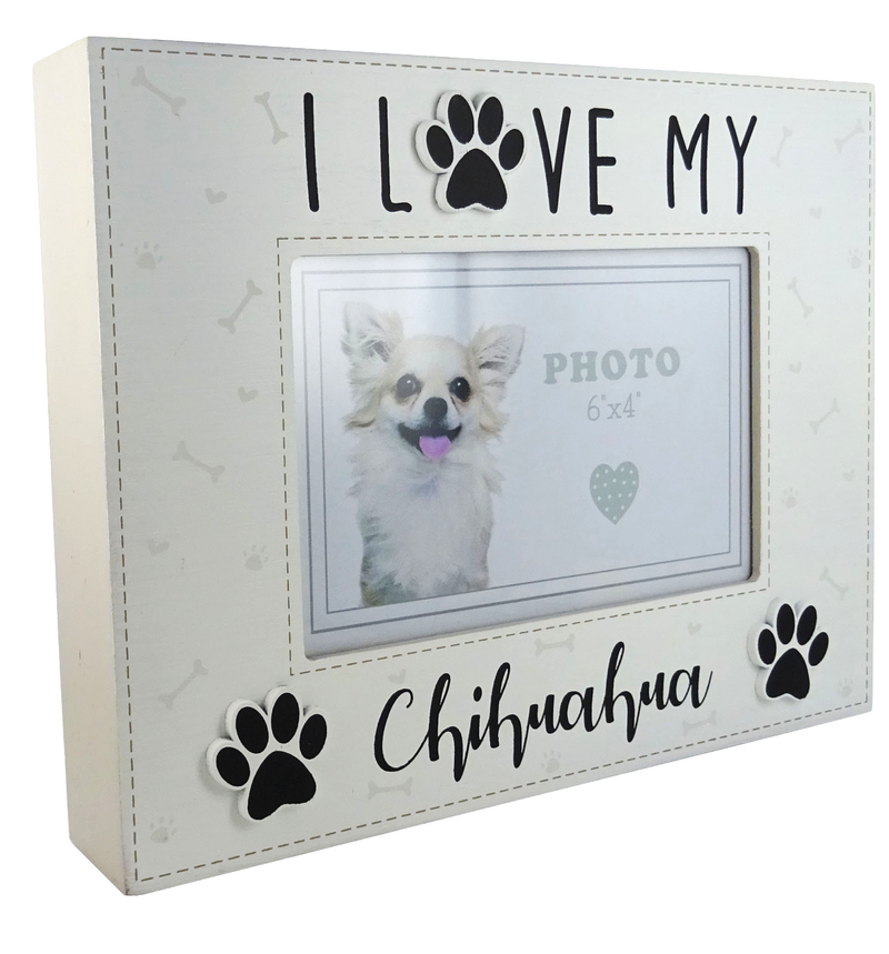 Chihuahua photo frame wooden box style picture holder, 6" x 4"