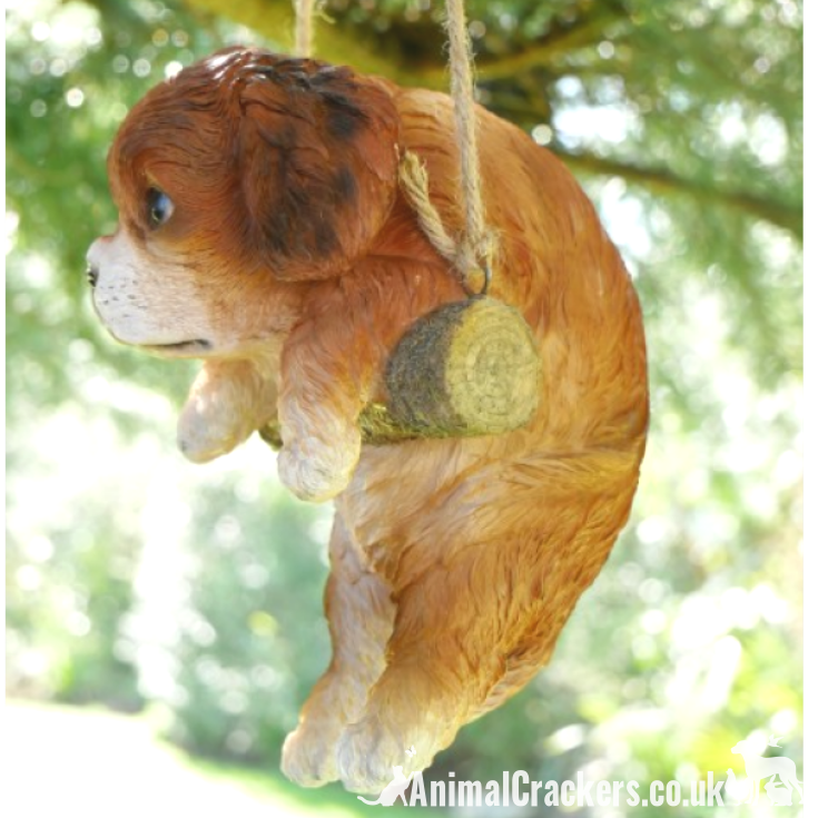 Hanging Puppy on rope novelty tree garden ornament decoration Dog lover gift