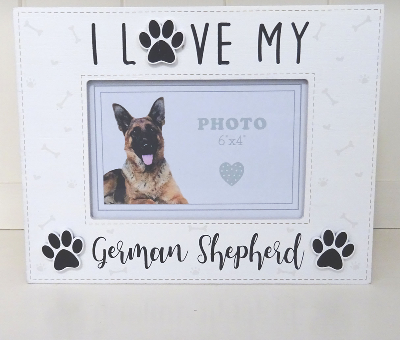 German Shepherd photo frame wooden box style picture holder, 6" x 4"
