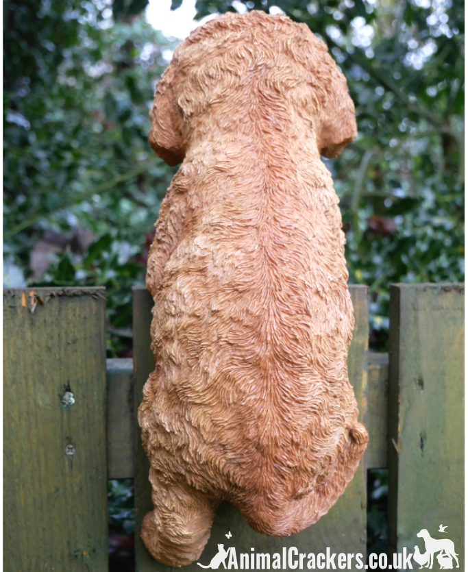 Fence Hanging Labradoodle type dog ornament figurine, novelty garden decoration