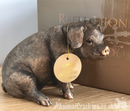 Sitting Pig Sow figurine ornament, Leonardo Reflections Bronzed range, gift boxed