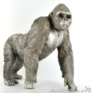 Large 33cm silver effect standing Gorilla ornament