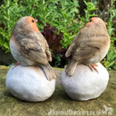 SET OF 2 ROBINS ON STONES indoor or outdoor garden decoration/ornaments, robin lover gift