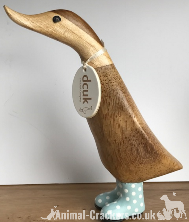 Genuine DCUK wooden duck Duckling in Spotty Wellington Boots