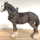 BACK IN STOCK NOVEMBER - Leonardo large (length 22cm) Bay Shire Cart Heavy Horse in harness ornament figurine, gift boxed