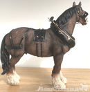 BACK IN STOCK NOVEMBER - Leonardo large (length 22cm) Bay Shire Cart Heavy Horse in harness ornament figurine, gift boxed