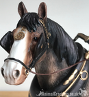 BACK IN STOCK NOVEMBER - Leonardo large (length 22cm) Bay Shire Cart Heavy Horse in harness ornament figurine, gift boxed
