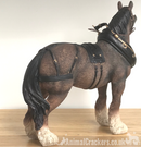 BACK IN STOCK NOVEMBER - Leonardo large (length 22cm) Bay Shire Cart Heavy Horse in harness ornament figurine, gift boxed