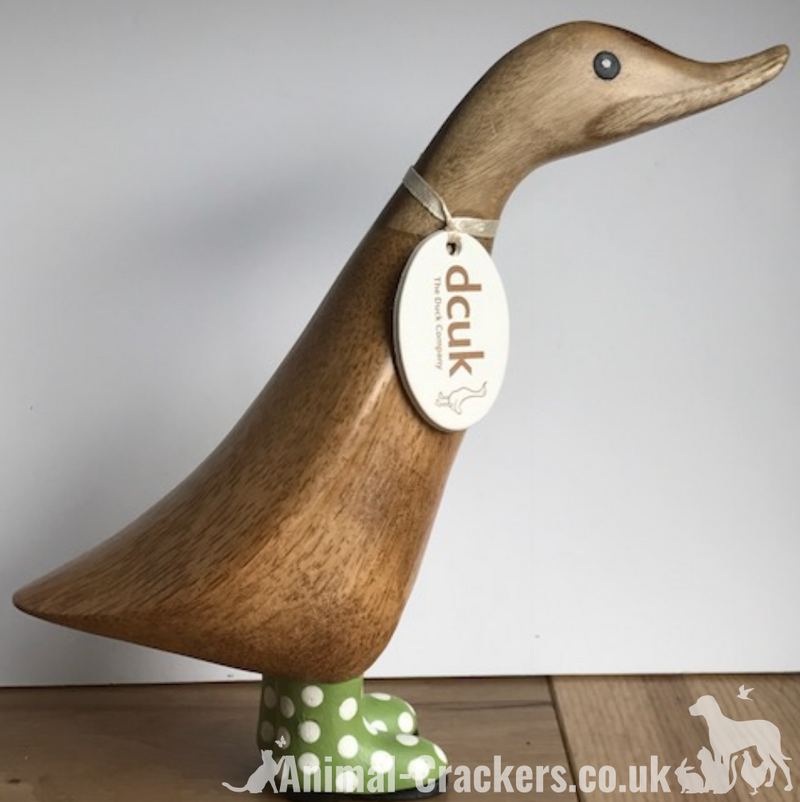 Genuine DCUK wooden duck Duckling in Spotty Wellington Boots