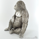 Antique silver effect sitting Gorilla ornament