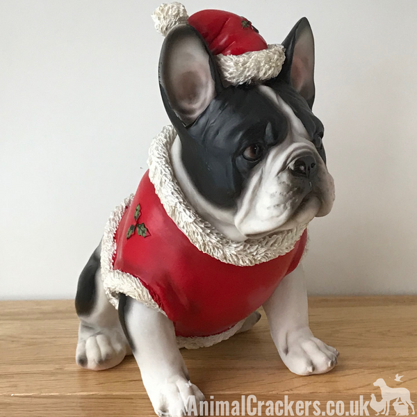 Large Black White French Bulldog Frenchie Dog Christmas jumper ornam