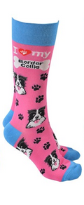 Sheepdog design socks with 'I love my Border Collie' text, quality Unisex One Size stocking filler