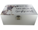 Dog Treat Box for Greyhound, wooden food storage box container