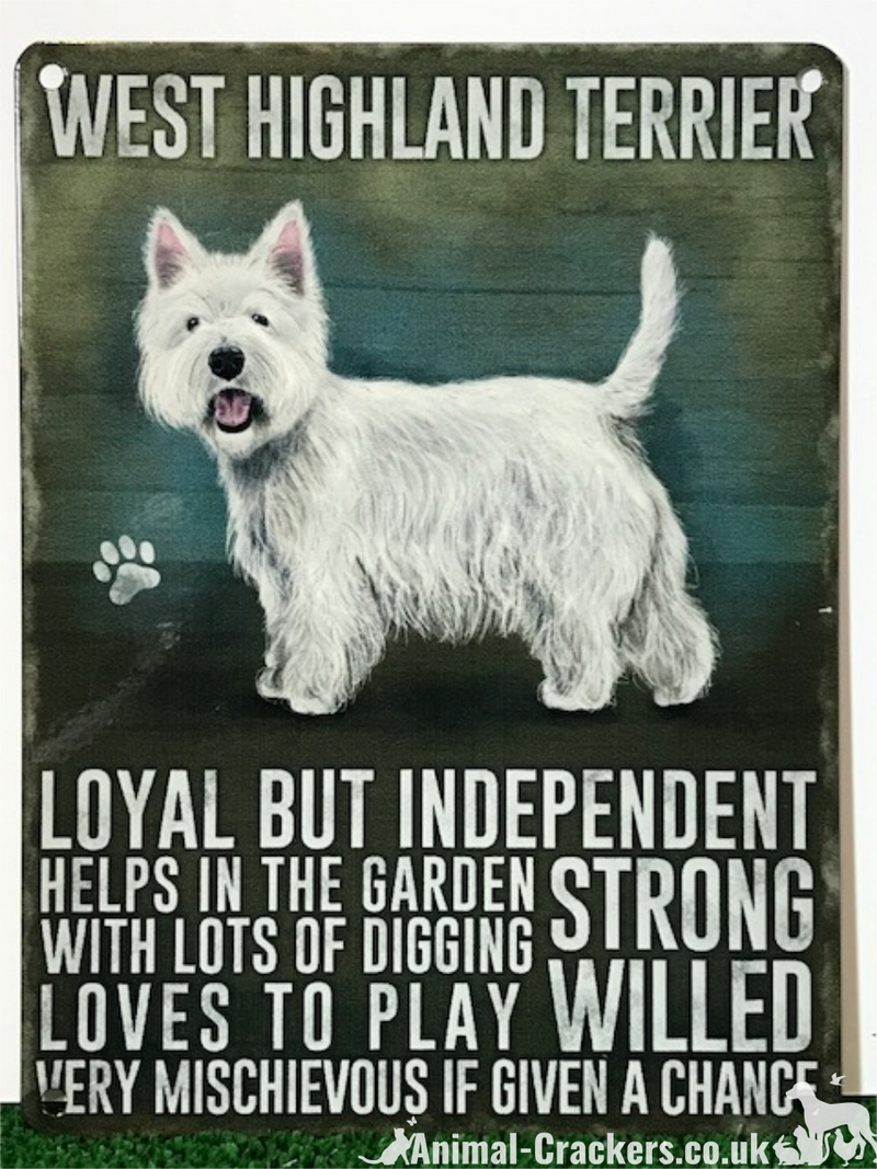 20cm metal old style West Highland Terrier Westie breed character sign plaque