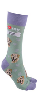 Golden Labrador design socks with 'I love my Golden Labrador' text, quality Unisex One Size stocking filler