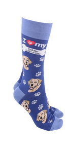 Golden Labrador design socks with 'I love my Golden Labrador' text, quality Unisex One Size stocking filler