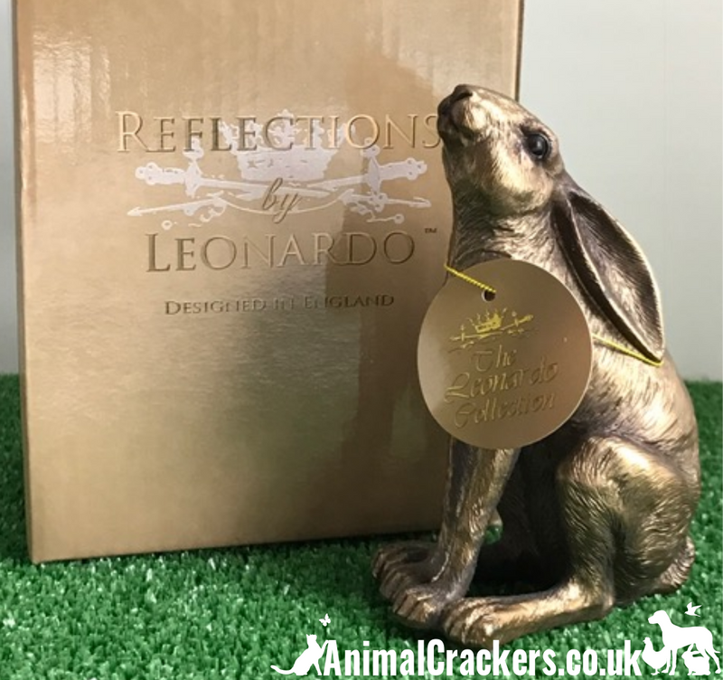 Leonardo Reflections Bronzed range Moongazing Hare, gift boxed