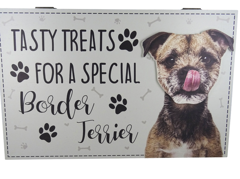 Dog Treat Box for  Border Terrier , wooden food storage box container