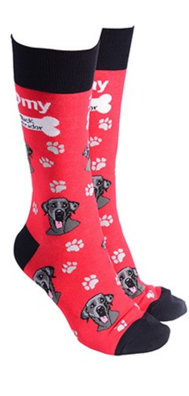 Black Labrador design socks with 'I love my Black Labrador' text, quality Unisex One Size stocking filler