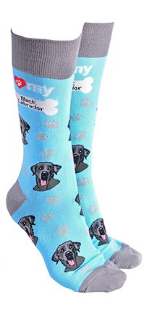 Black Labrador design socks with 'I love my Black Labrador' text, quality Unisex One Size stocking filler