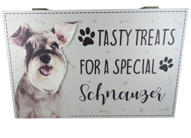 Dog Treat Box for Schnauzer, wooden food storage box container
