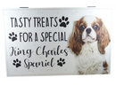 Dog Treat Box for King Charles Spaniel, wooden food storage box container