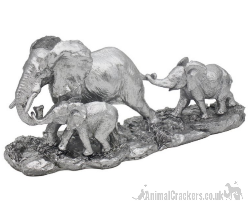 Mother Elephant with two Calves, lovely quality ornament from the Leonardo Reflections Silver range, gift boxed