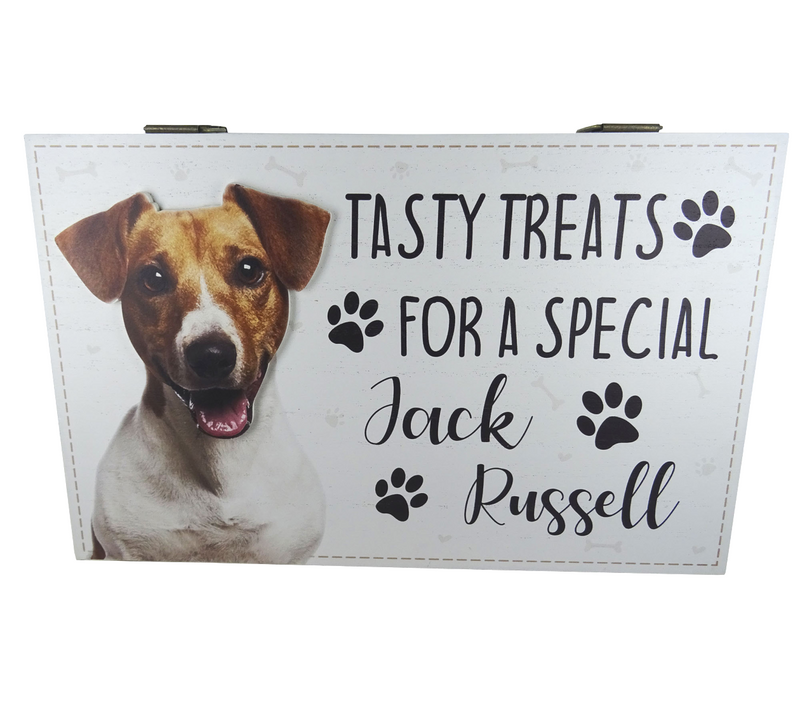 Dog Treat Box for  Jack Russell, wooden food storage box container