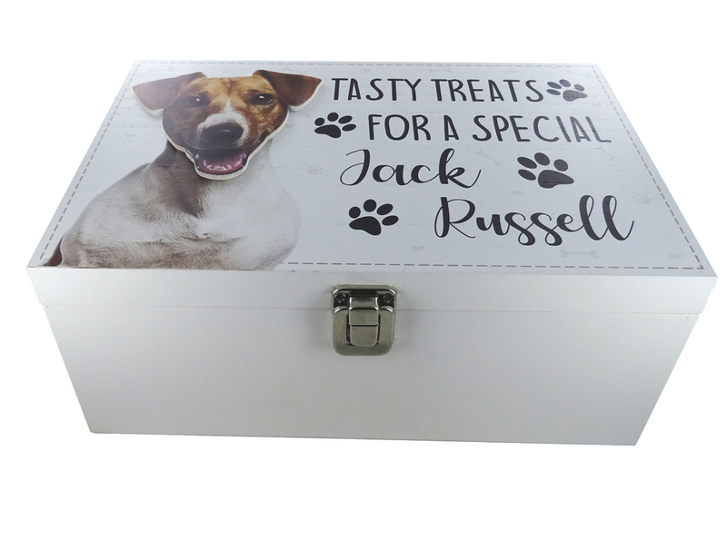 Dog Treat Box for  Jack Russell, wooden food storage box container