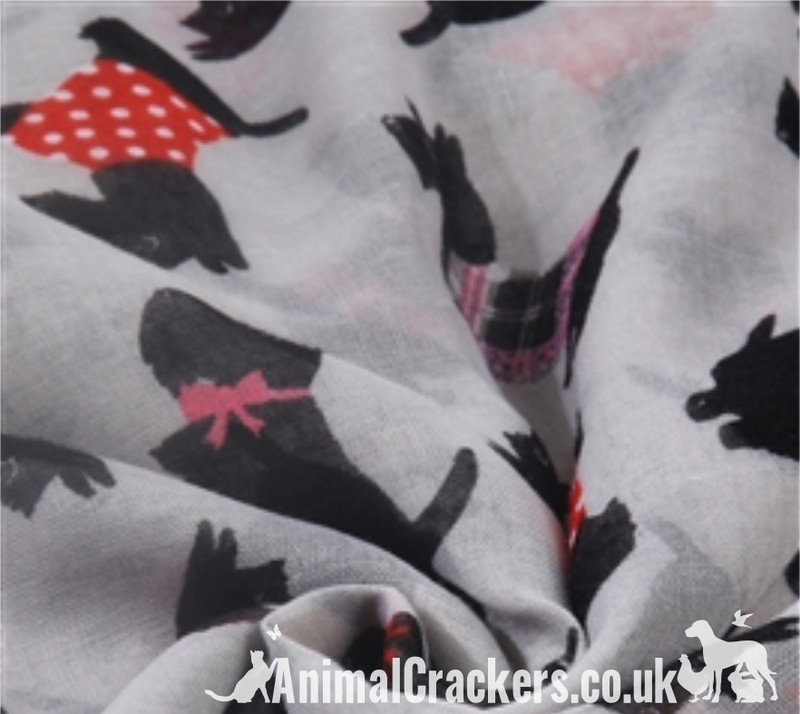 Scottish Terrier print ladies girls Scarf Sarong cotton mix Scottie lover gift