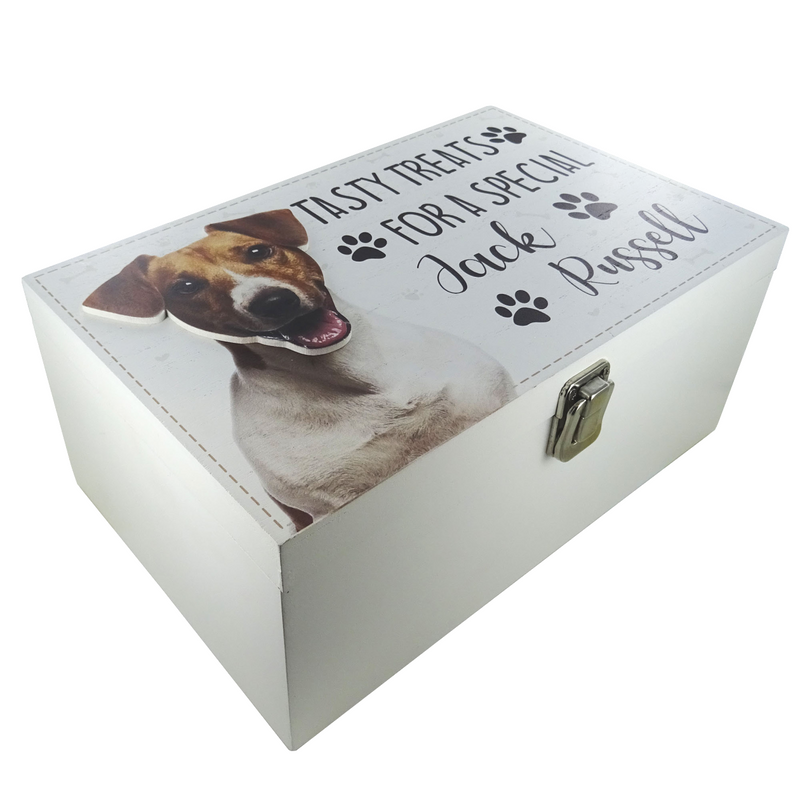 Dog Treat Box for  Jack Russell, wooden food storage box container