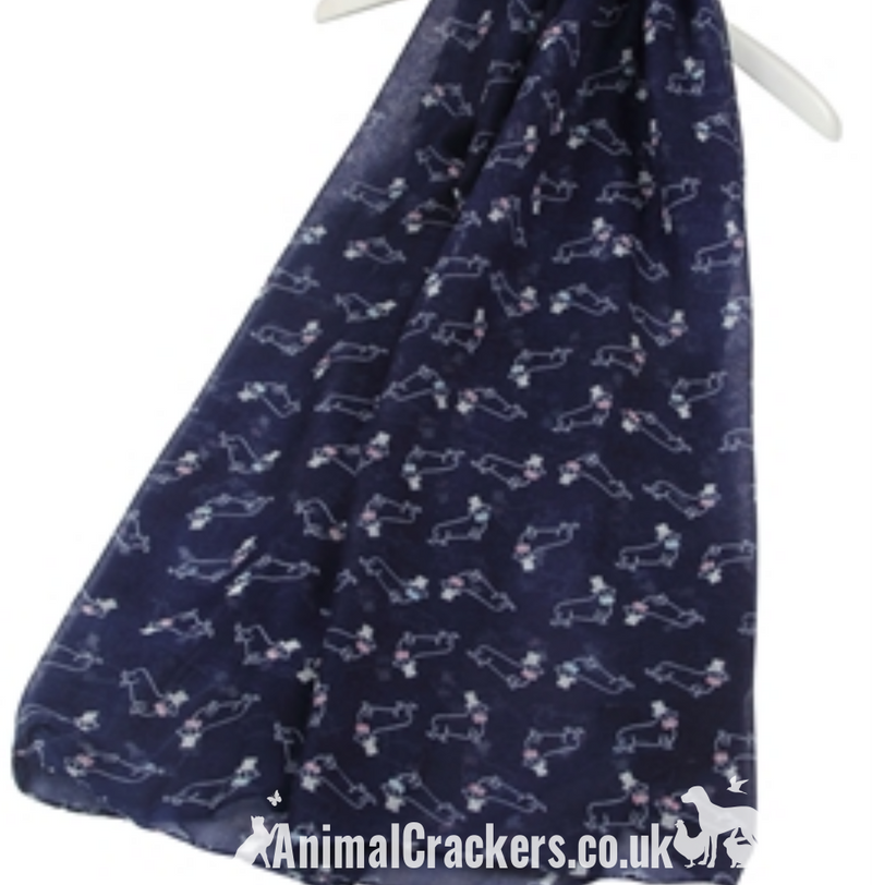 Ladies lightweight Mini Dachshund print Scarf Sarong in choice of colours