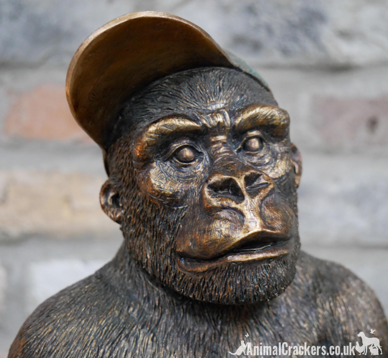 Gavin the Gorilla wearing a baseball cap, novelty ornament & great monkey lover gift