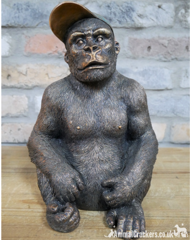 Gavin the Gorilla wearing a baseball cap, novelty ornament & great monkey lover gift