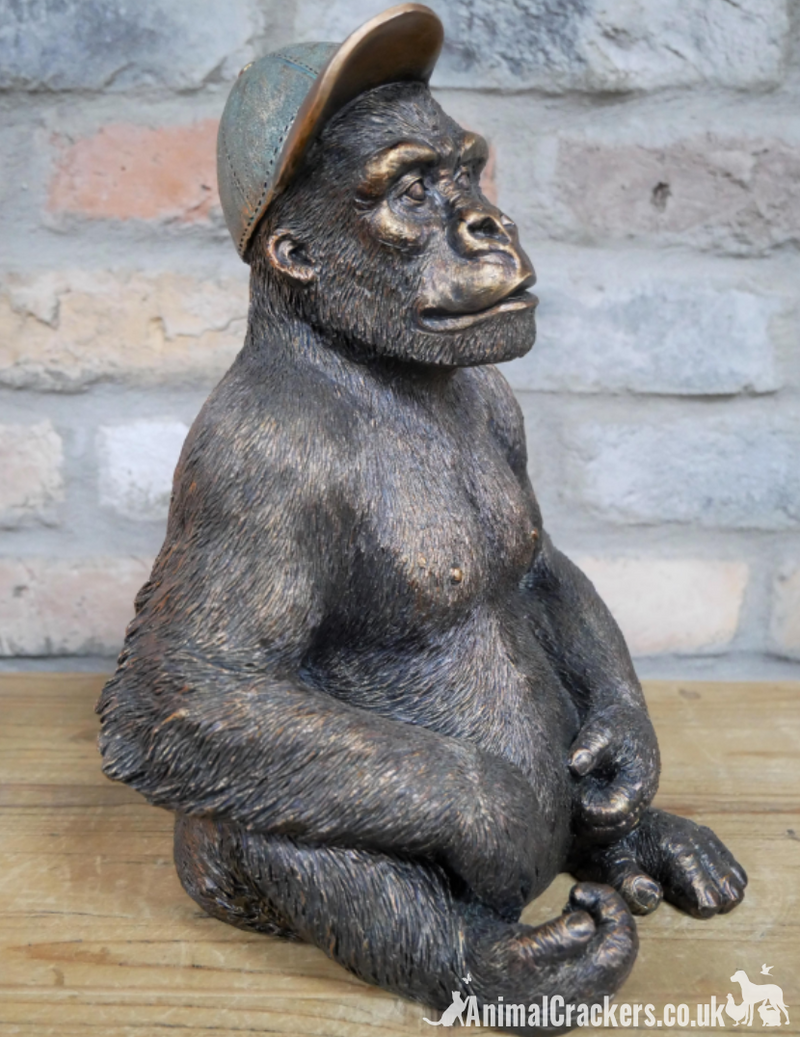 Gavin the Gorilla wearing a baseball cap, novelty ornament & great monkey lover gift