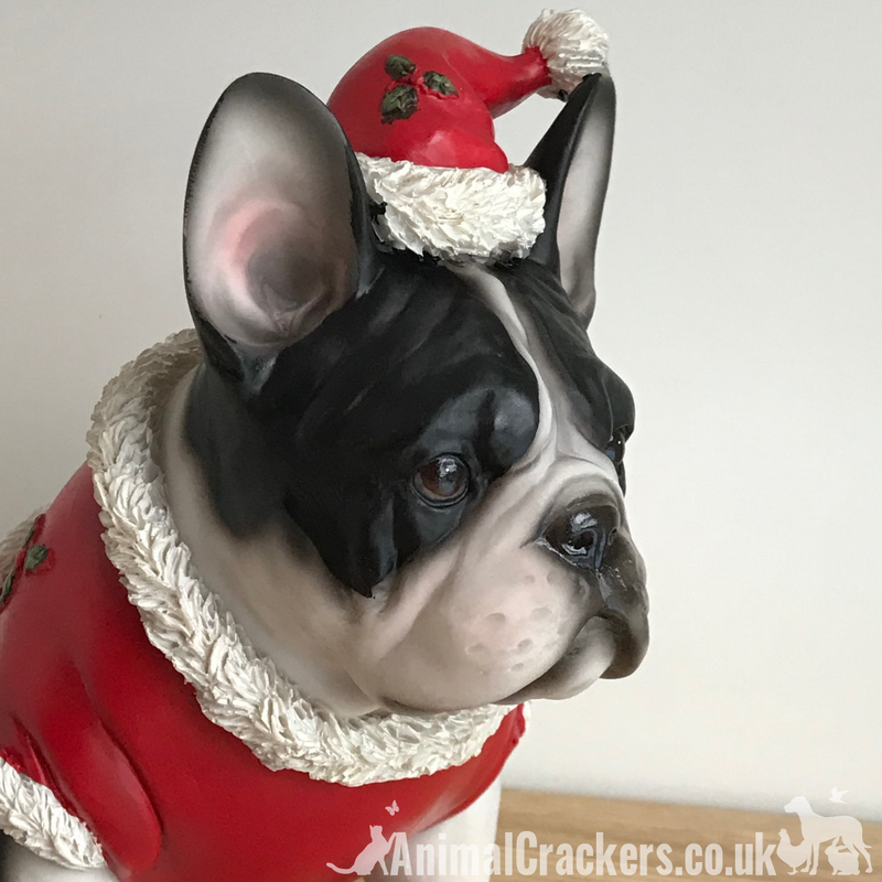 Large Black & White French Bulldog Frenchie Dog Christmas jumper ornament decoration gift